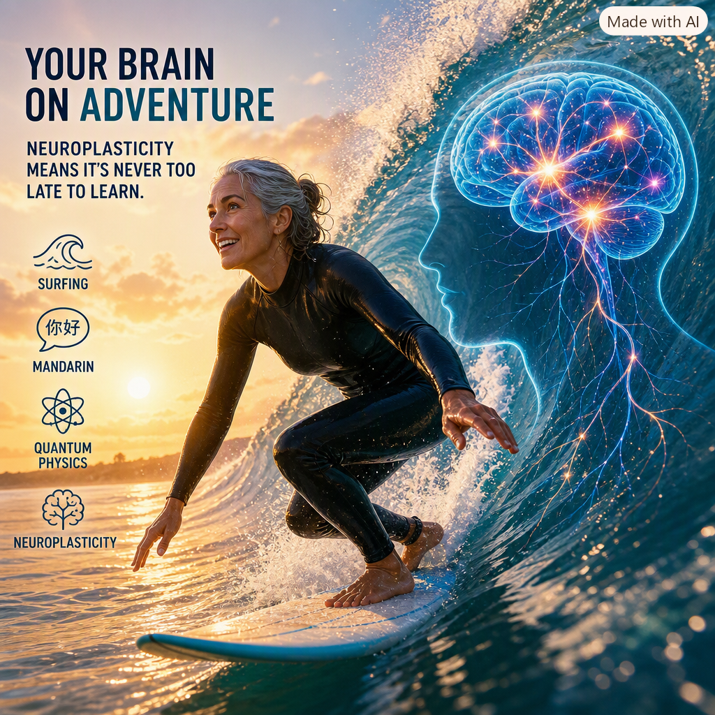 Your Brain on Adventure: Why Neuroplasticity Means It's Never Too Late to Learn Surfing (or Mandarin, or Quantum Physics)