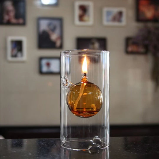 Transparent Glass Candlestick Oil Lamp