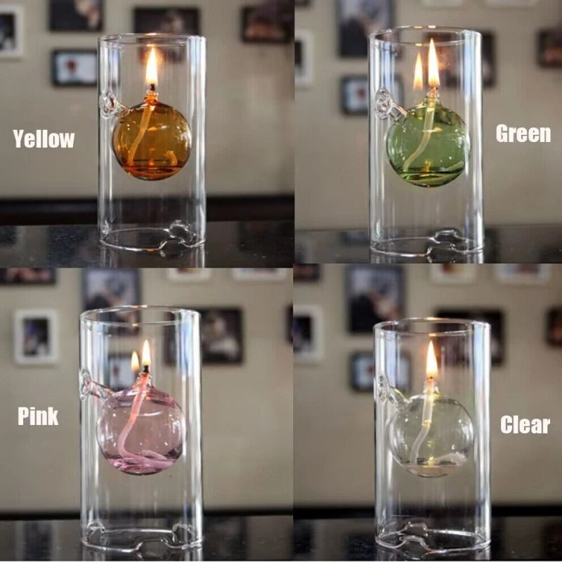 Transparent Glass Candlestick Oil Lamp