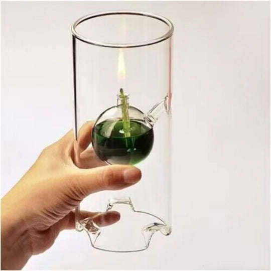 Transparent Glass Candlestick Oil Lamp