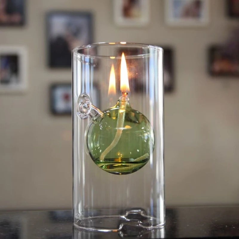 Transparent Glass Candlestick Oil Lamp