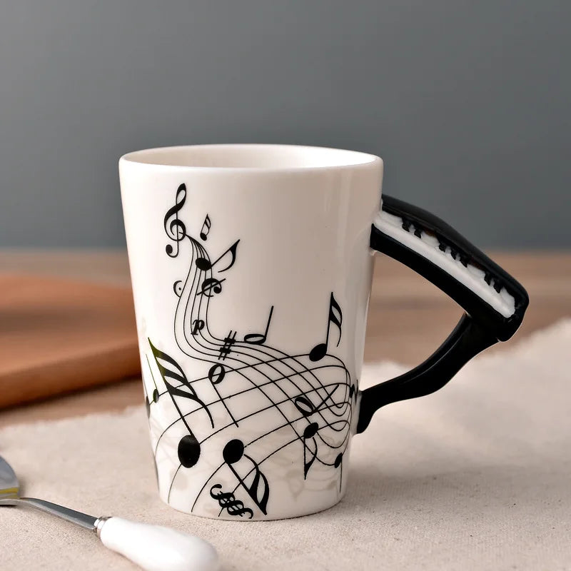 Violin Guitar Trumpet Clarinet Wooden Guitar Harp Piano Music Note Mug