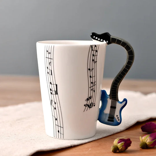 Violin Guitar Trumpet Clarinet Wooden Guitar Harp Piano Music Note Mug