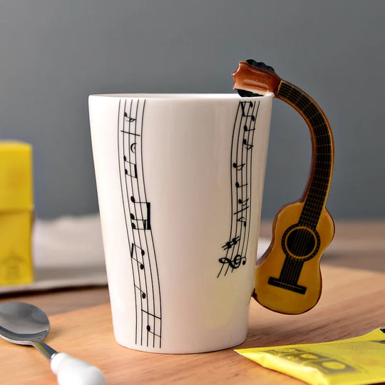 Violin Guitar Trumpet Clarinet Wooden Guitar Harp Piano Music Note Mug