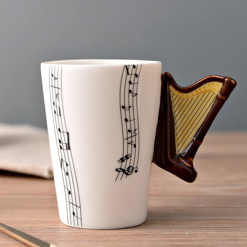 Violin Guitar Trumpet Clarinet Wooden Guitar Harp Piano Music Note Mug