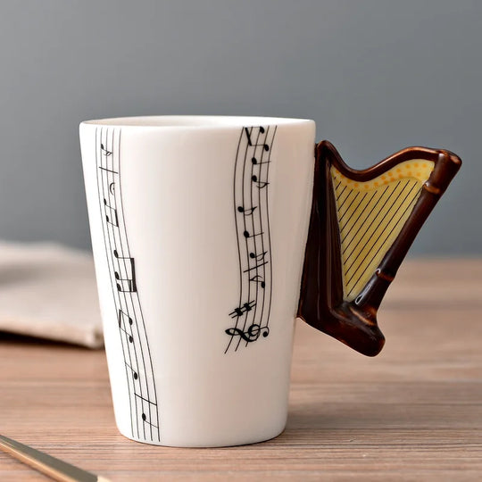 Violin Guitar Trumpet Clarinet Wooden Guitar Harp Piano Music Note Mug