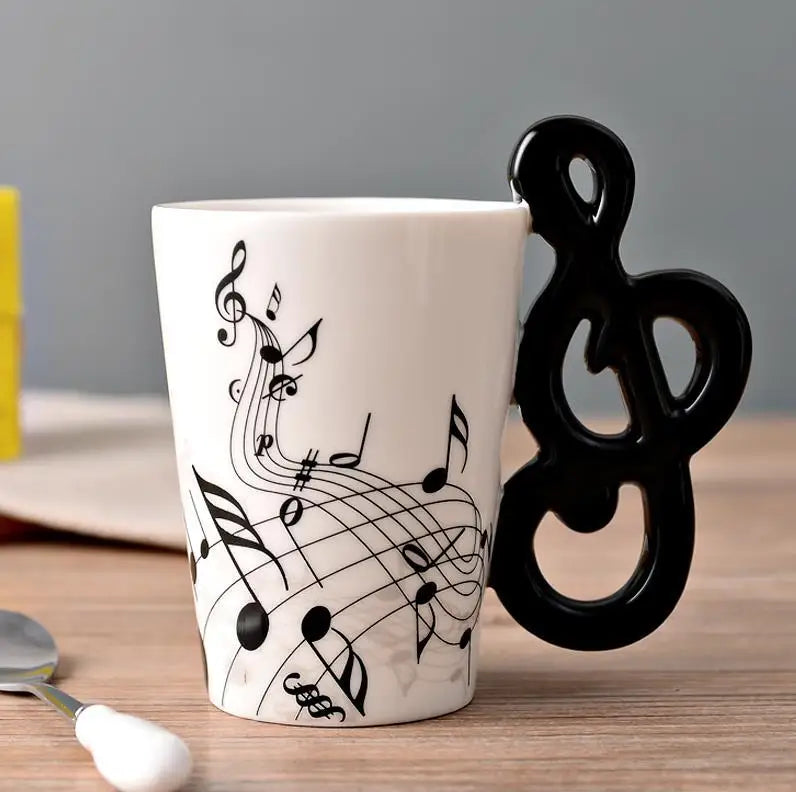 Violin Guitar Trumpet Clarinet Wooden Guitar Harp Piano Music Note Mug