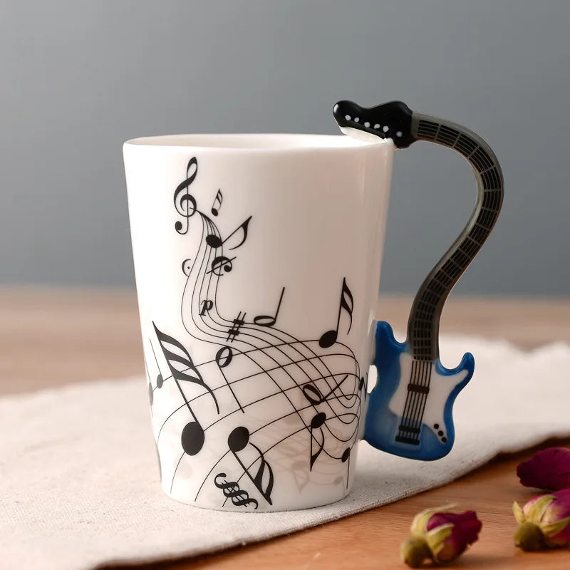 Violin Guitar Trumpet Clarinet Wooden Guitar Harp Piano Music Note Mug