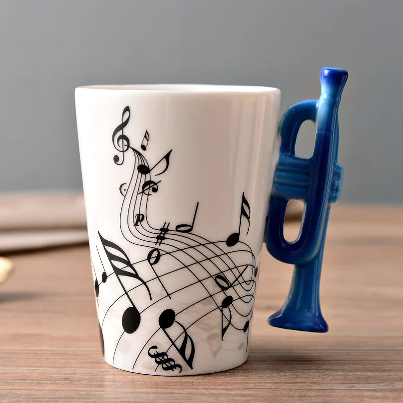 Violin Guitar Trumpet Clarinet Wooden Guitar Harp Piano Music Note Mug