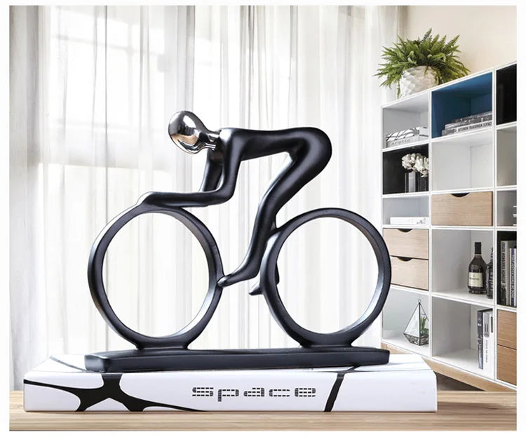 Modern Abstract Resin Bicycler Cyclist Statue