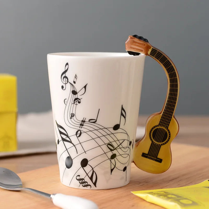 Violin Guitar Trumpet Clarinet Wooden Guitar Harp Piano Music Note Mug