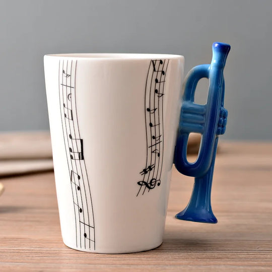 Violin Guitar Trumpet Clarinet Wooden Guitar Harp Piano Music Note Mug