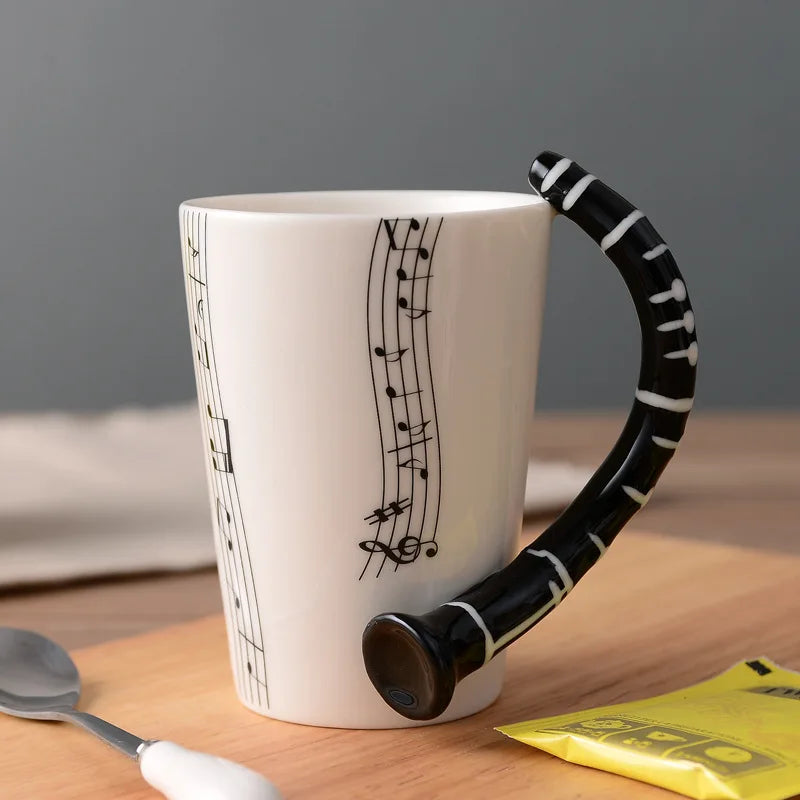Violin Guitar Trumpet Clarinet Wooden Guitar Harp Piano Music Note Mug