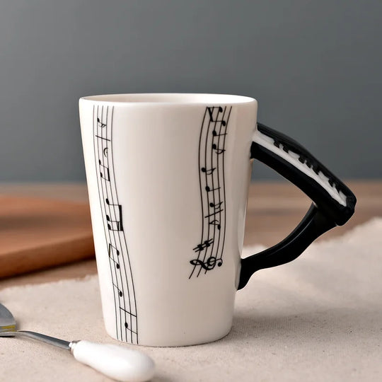 Violin Guitar Trumpet Clarinet Wooden Guitar Harp Piano Music Note Mug