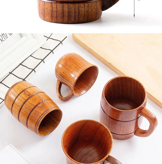 Wooden Cups Handmade Jujube Wood Handle Cups