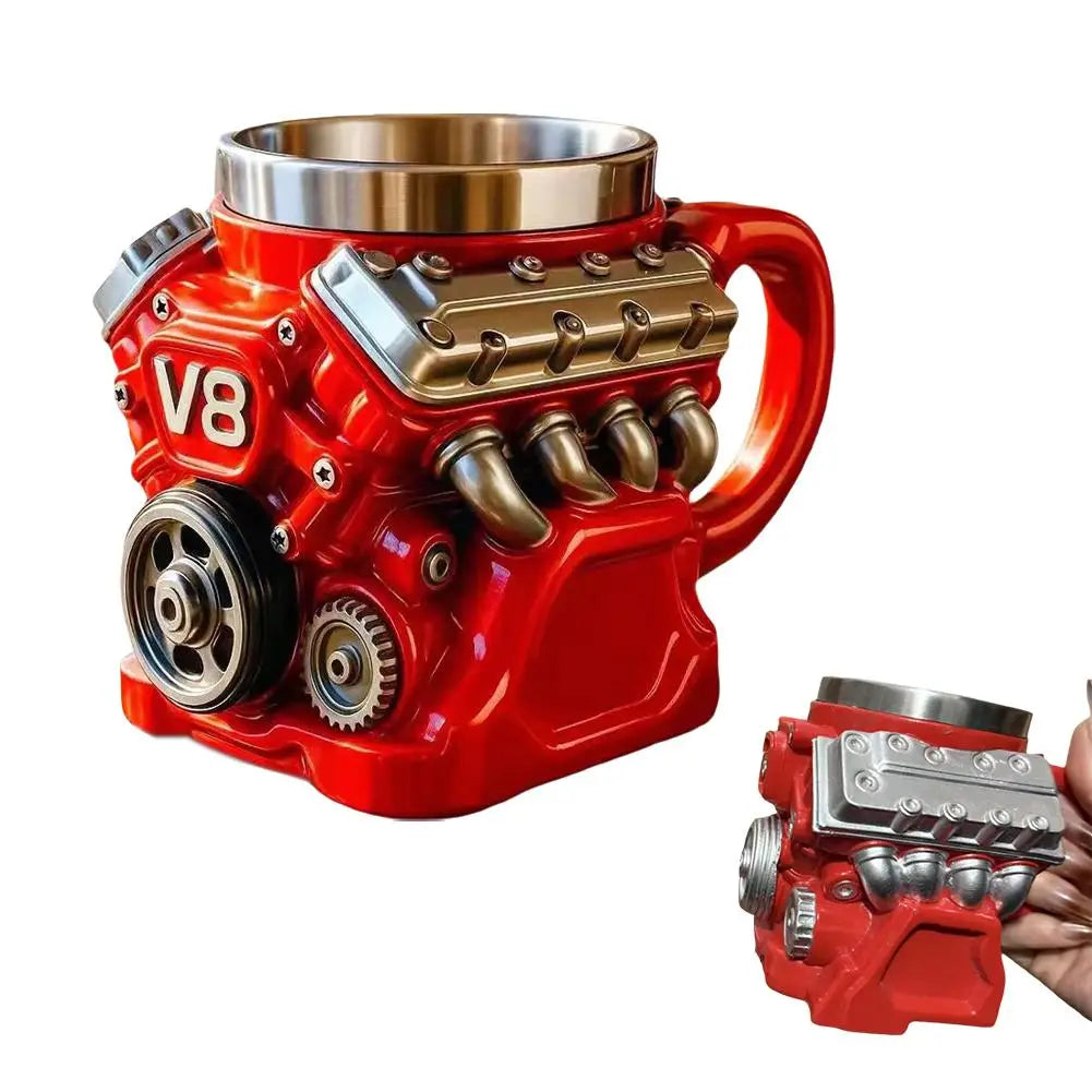 Vintage Engine Coffee Cup 200ml Insulation Water Mug for Car Enthusiasts Mechanics Engineers Fathers Men Boyfriends Gifts