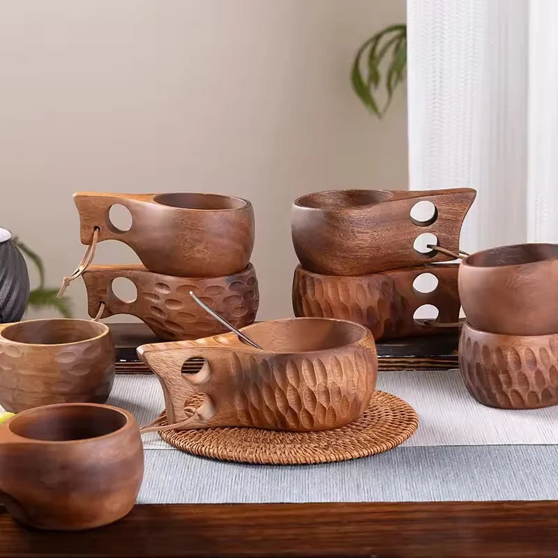 Handmade Wooden Mug Acacia Wood Coffee Tea Milk Cup