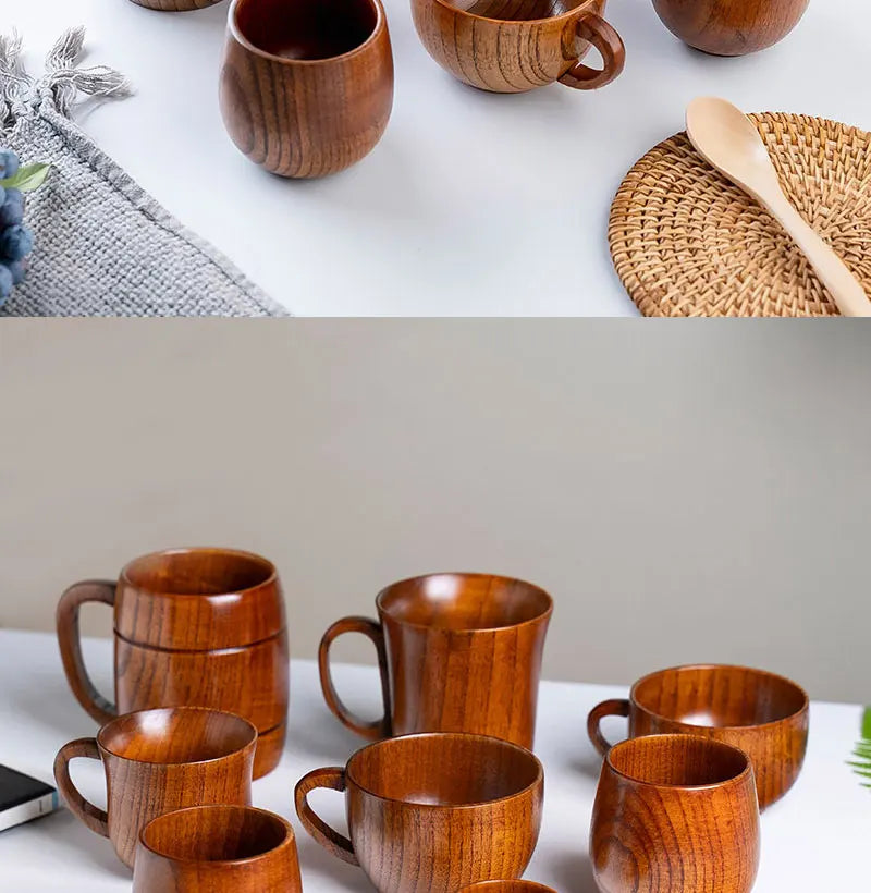 Wooden Cups Handmade Jujube Wood Handle Cups