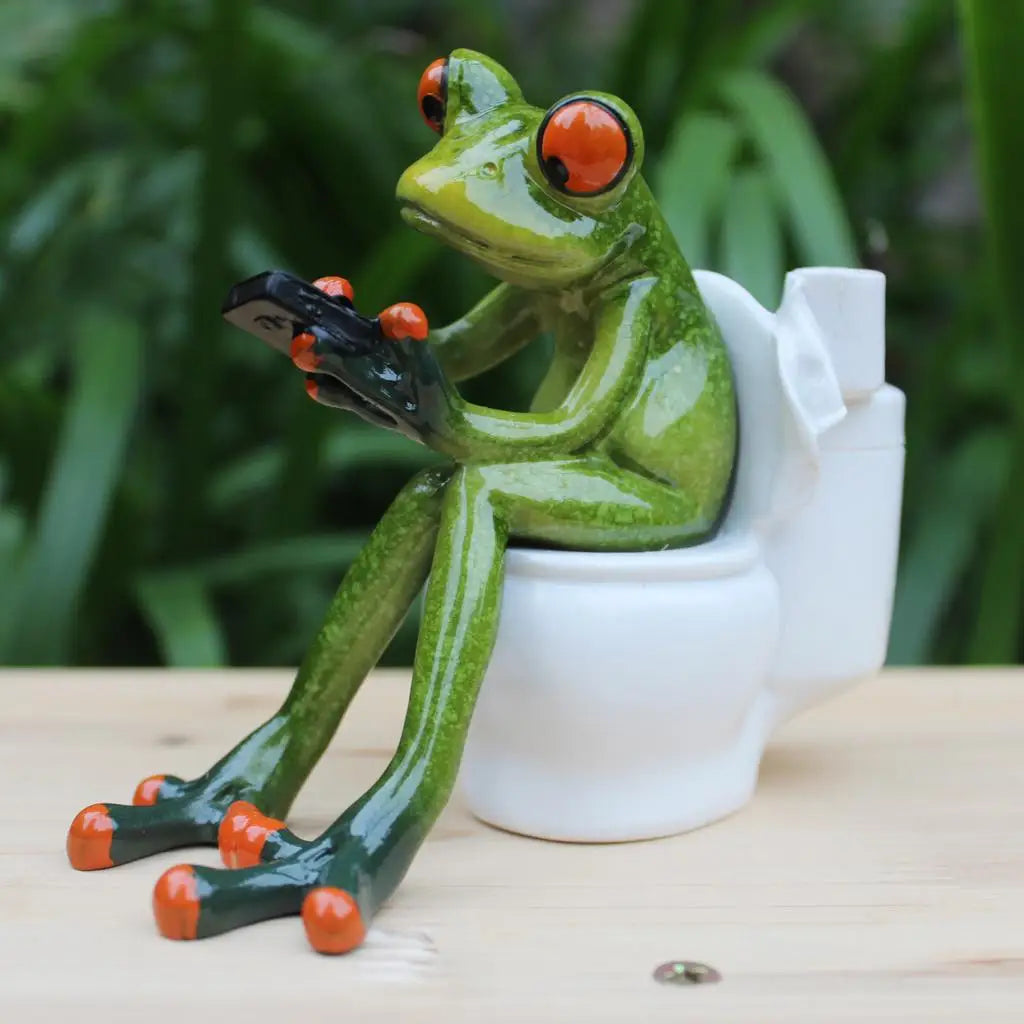 Resin 3D Craft Frog Figurine Office Desktop Decoration Collectible Ornament