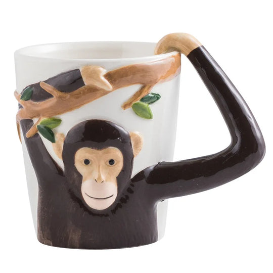 310ML Embossed Monkey Mug Ceramic Novelty 3D Animal Coffee Cup