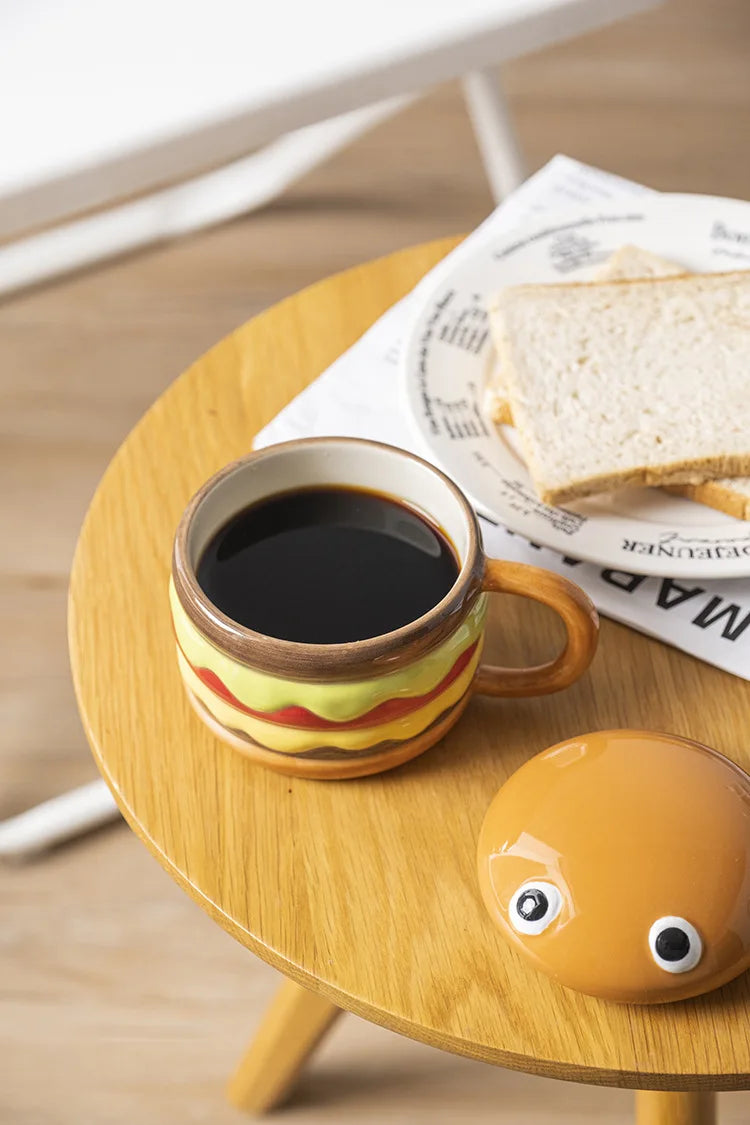 Coffee Mugs Creative Hamburger Shaped 300ML Water/coffee Cup with Lid