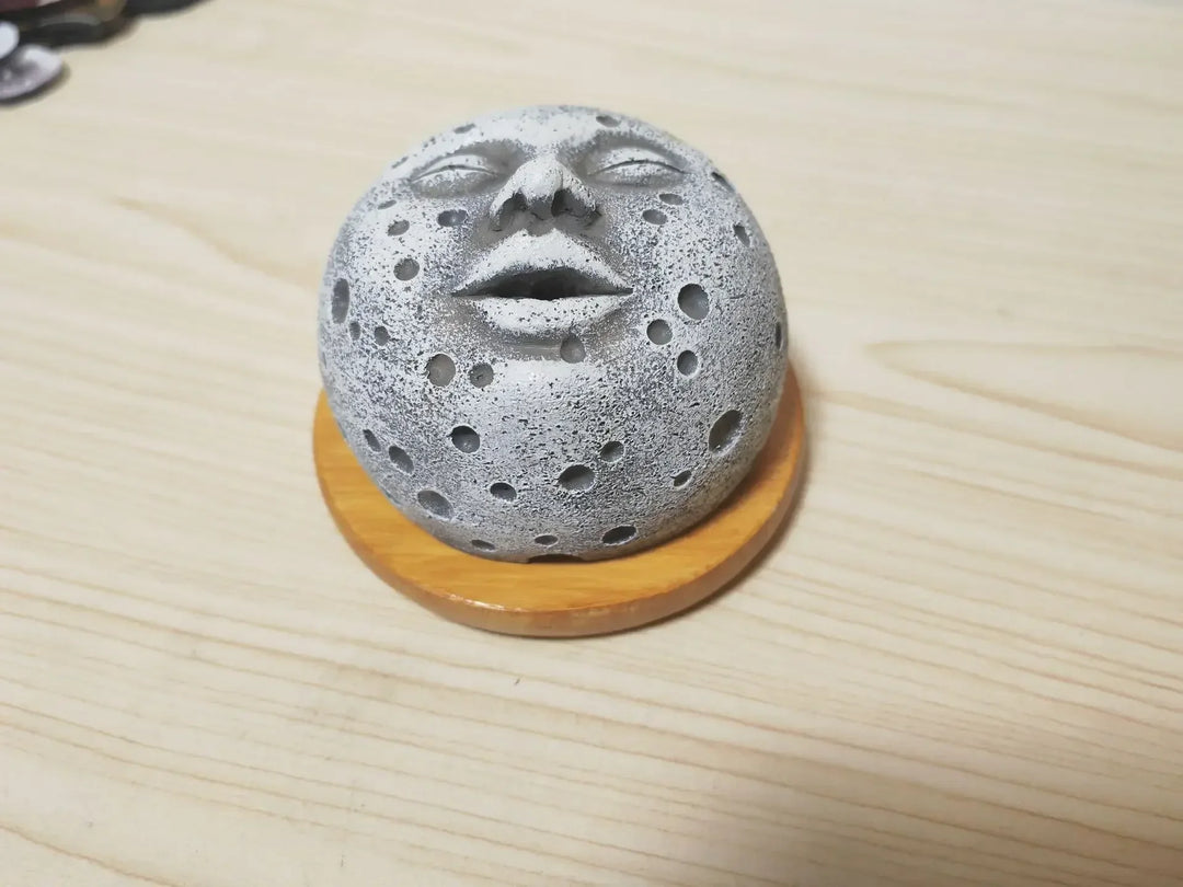 Home Incense Burner Holder Unique Moonscape Resin Handicrafts Moon Face Backflow Incense Base Zen Accessories Room Desk Decor
