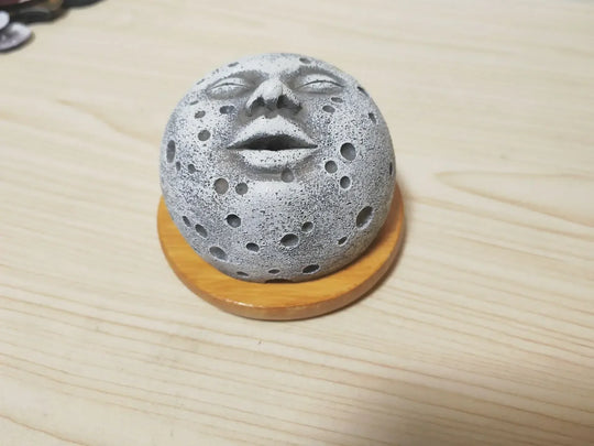 Home Incense Burner Holder Unique Moonscape Resin Handicrafts Moon Face Backflow Incense Base Zen Accessories Room Desk Decor