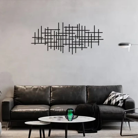 1pc Metal Wall Art Sculpture - Abstract Grid Cover. Geometric Pattern Wall Decoration.Wall Hanging Main Decoration.Wall Sticker.