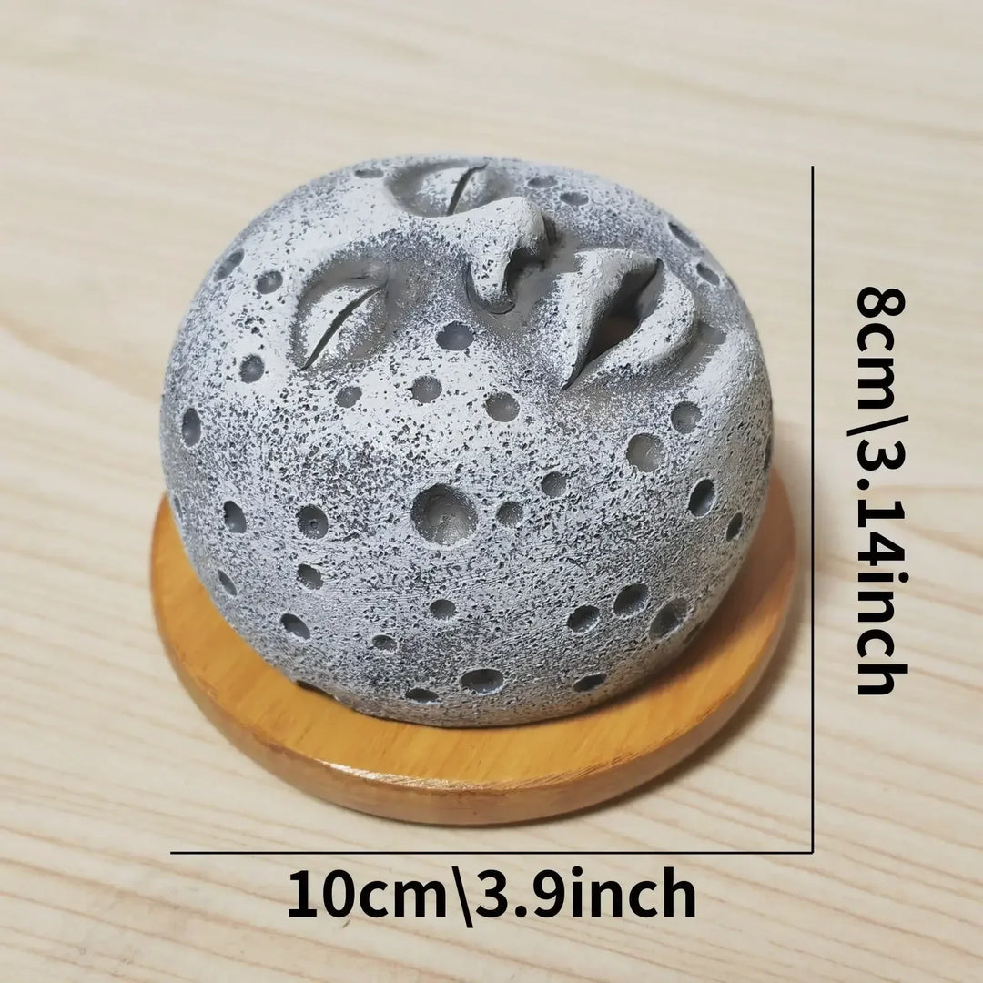 Home Incense Burner Holder Unique Moonscape Resin Handicrafts Moon Face Backflow Incense Base Zen Accessories Room Desk Decor