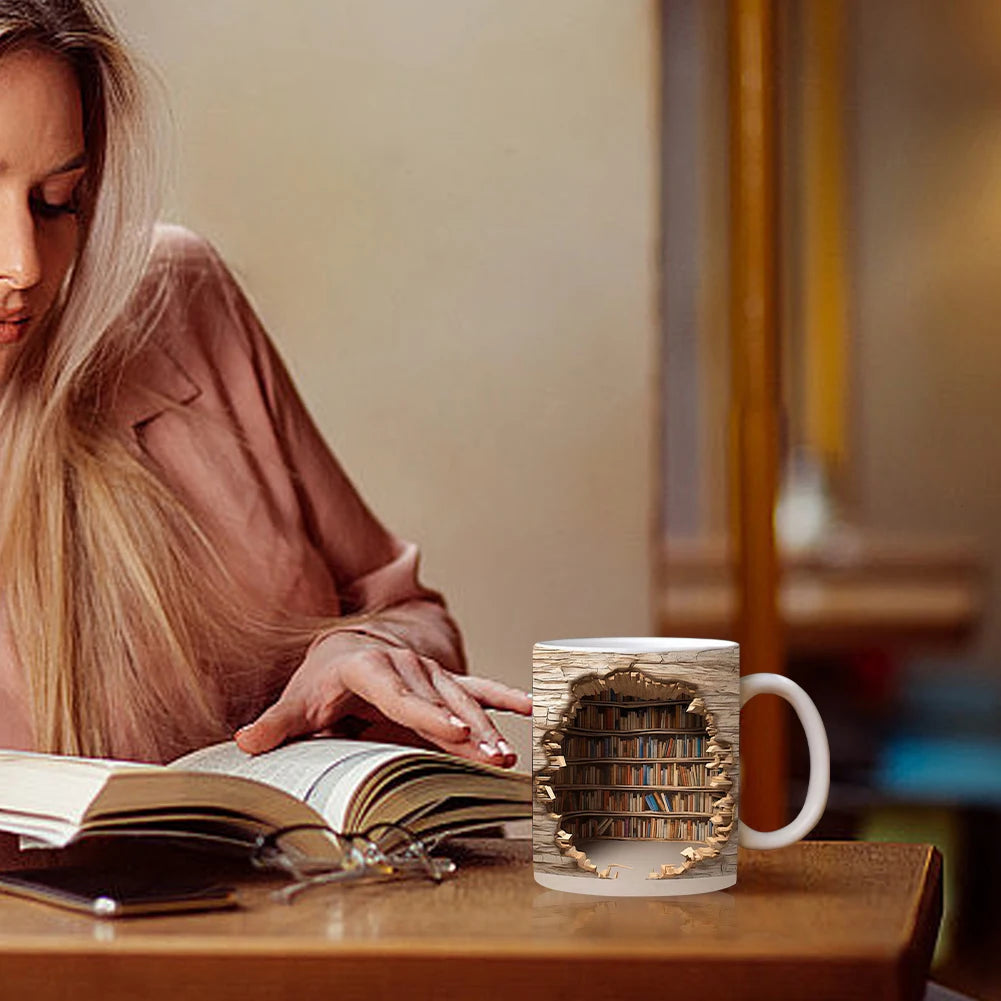 Bookshelf Pattern Multi-Purpose Tea Cup