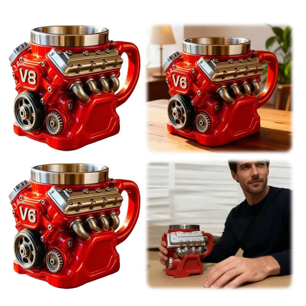 Vintage Engine Coffee Cup 200ml Insulation Water Mug for Car Enthusiasts Mechanics Engineers Fathers Men Boyfriends Gifts