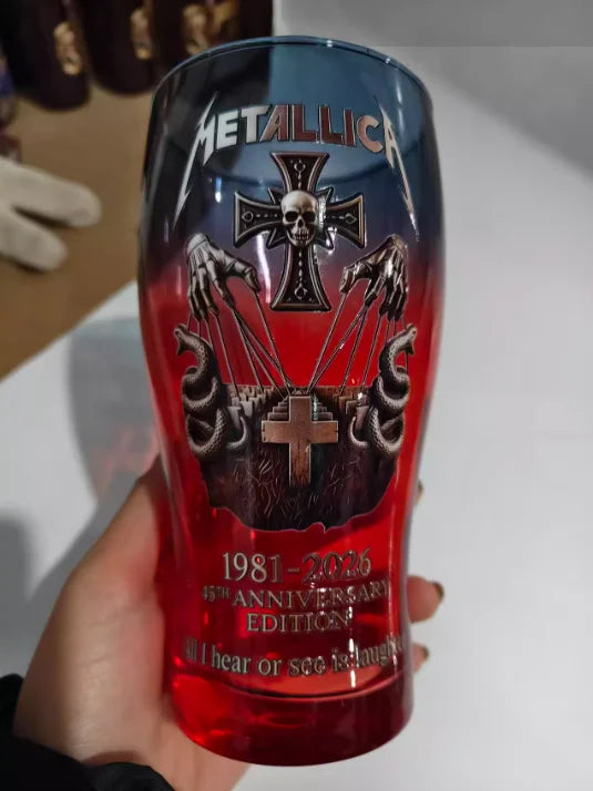 Metallica 45th Anniversary1981-2025 3D Embossed Blue Beer Glass