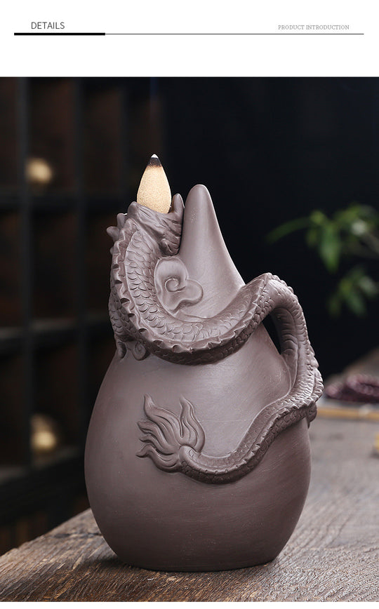 Dragon Incense Burner, Waterfall Backflow Incense Holder(Without Incense)