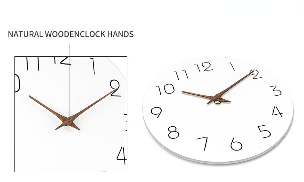 Wall Clock 12 Inch Silent Non Ticking Wood Wall Clocks Battery Operated Wooden White Modern Simple Minimalist Hanging Wall Clock