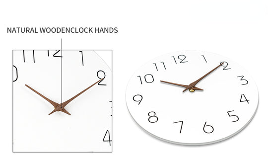Wall Clock 12 Inch Silent Non Ticking Wood Wall Clocks Battery Operated Wooden White Modern Simple Minimalist Hanging Wall Clock