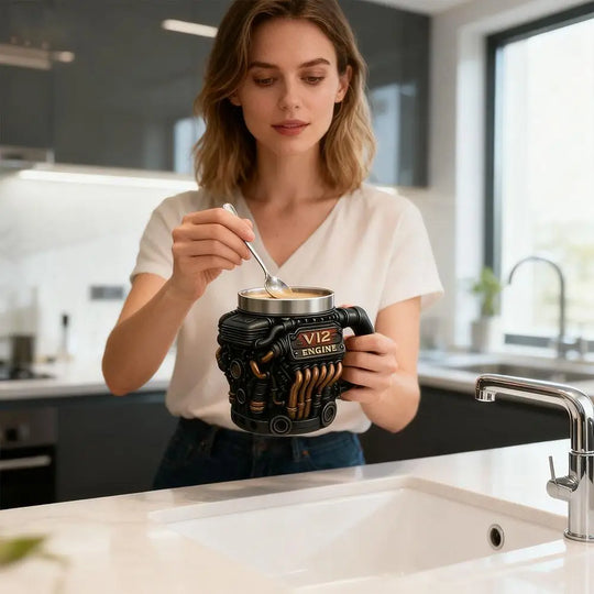Vintage Engine Coffee Cup 200ml Insulation Water Mug for Car Enthusiasts Mechanics Engineers Fathers Men Boyfriends Gifts