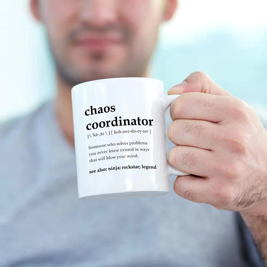 Chaos Coordinator Mugs For Women, Men, Boss, Coworker Birthday Christmas Gifts Novelty Coffee Ceramic  Cups  White 11 oz
