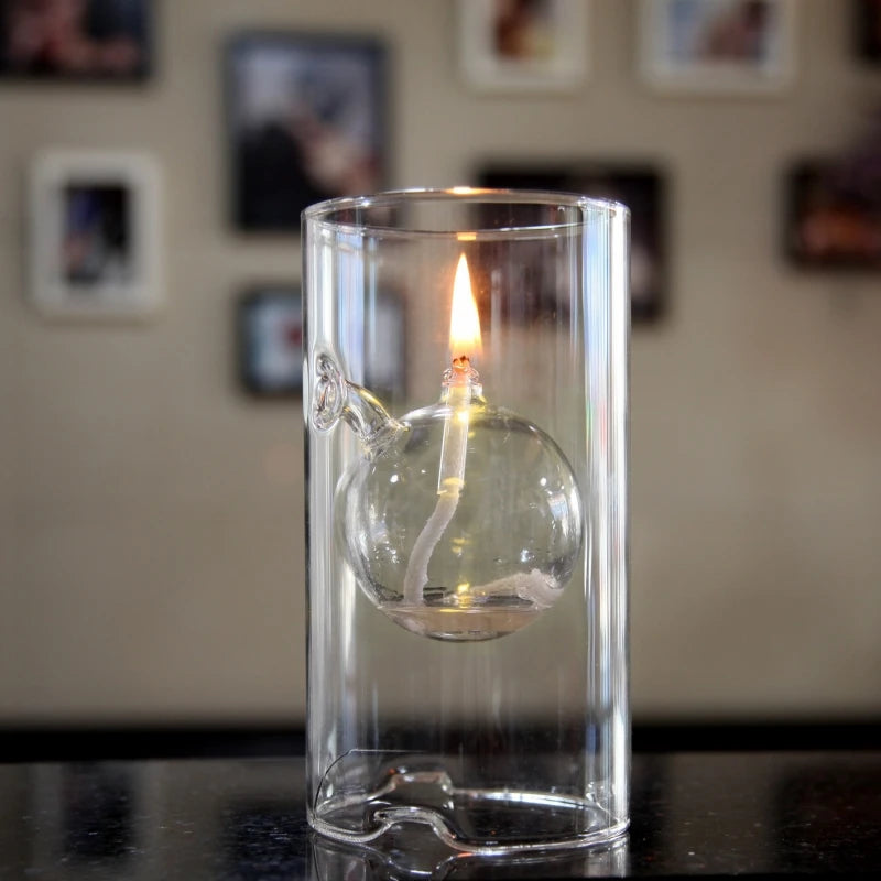 Transparent Glass Candlestick Oil Lamp