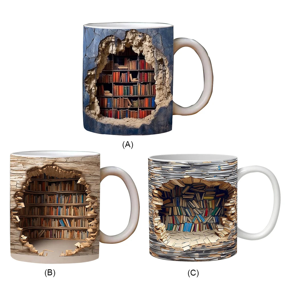 Bookshelf Pattern Multi-Purpose Tea Cup