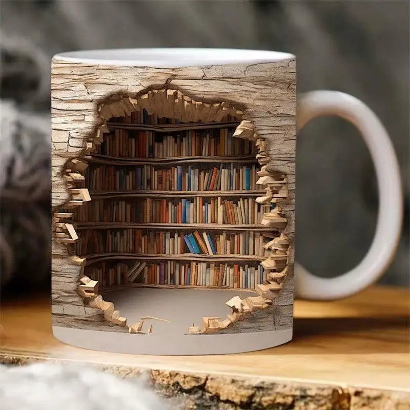 3D Library Book Mug Ceramic Shelf Mug