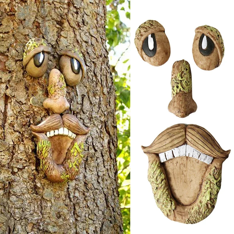 Old Man Tree Hugger Garden Peeker Yard Art Outdoor Tree Funny Old Man Face Sculpture Whimsical Tree Face Garden Decoration