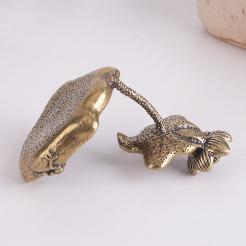 Antique Brass Lotus Leaf Backflow Incense Burner