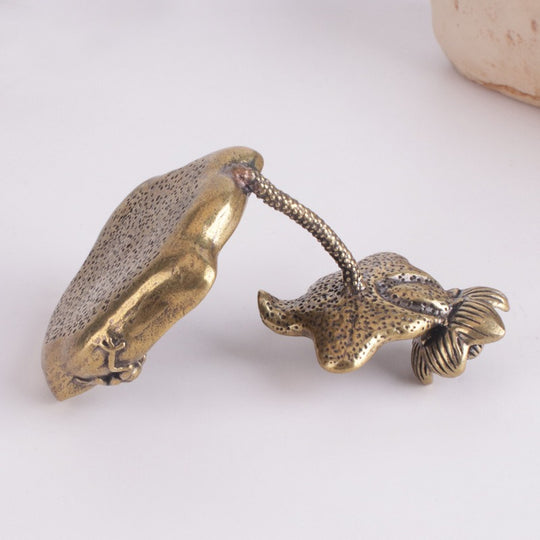 Antique Brass Lotus Leaf Backflow Incense Burner