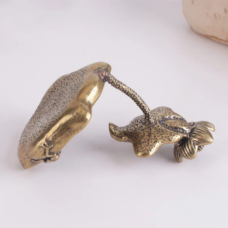 Antique Brass Lotus Leaf Backflow Incense Burner