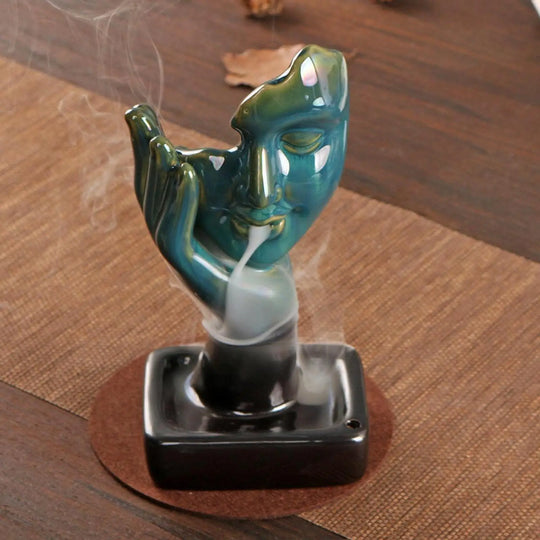 Backflow Incense Burner - A Face Resting in a Hand