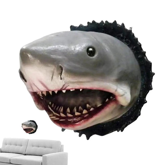 Shark Wall Mounted Trophy Sculpture Wall Realistic Shark Decoration Statue Scary Great Shark Sculpture Art Decoration for Home