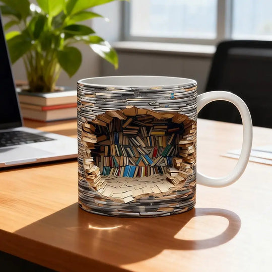 3D Library Book Mug Ceramic Shelf Mug