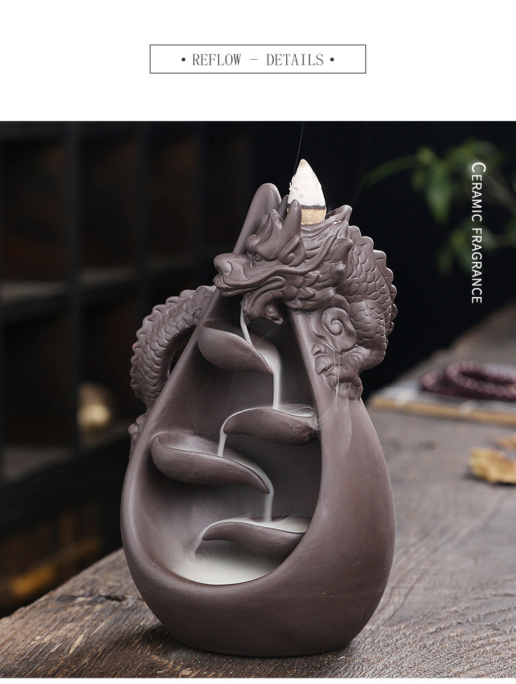 Dragon Incense Burner, Waterfall Backflow Incense Holder(Without Incense)