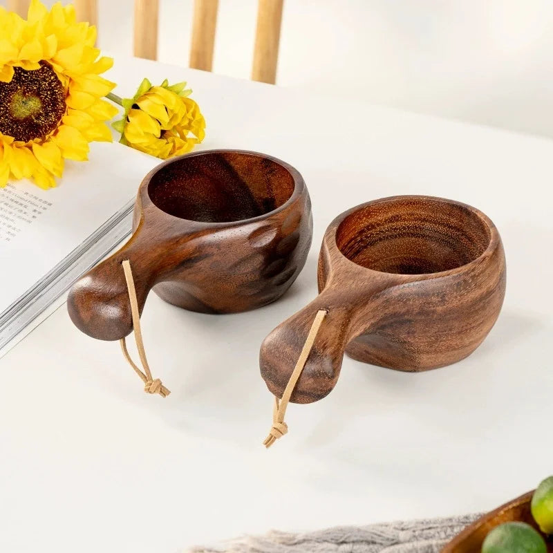 Handmade Wooden Mug Acacia Wood Coffee Tea Milk Cup