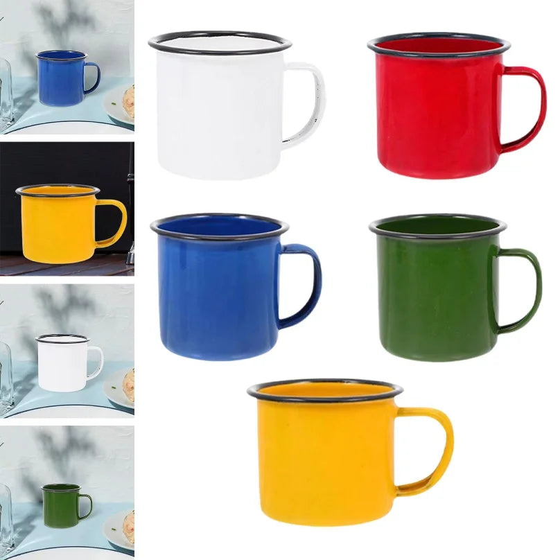 Enamel Coffee Cup Tea Cup Stylish Sturdy Water Cup Drinkware Milk Mug for Tabletop Office Household Apartments Cappuccino